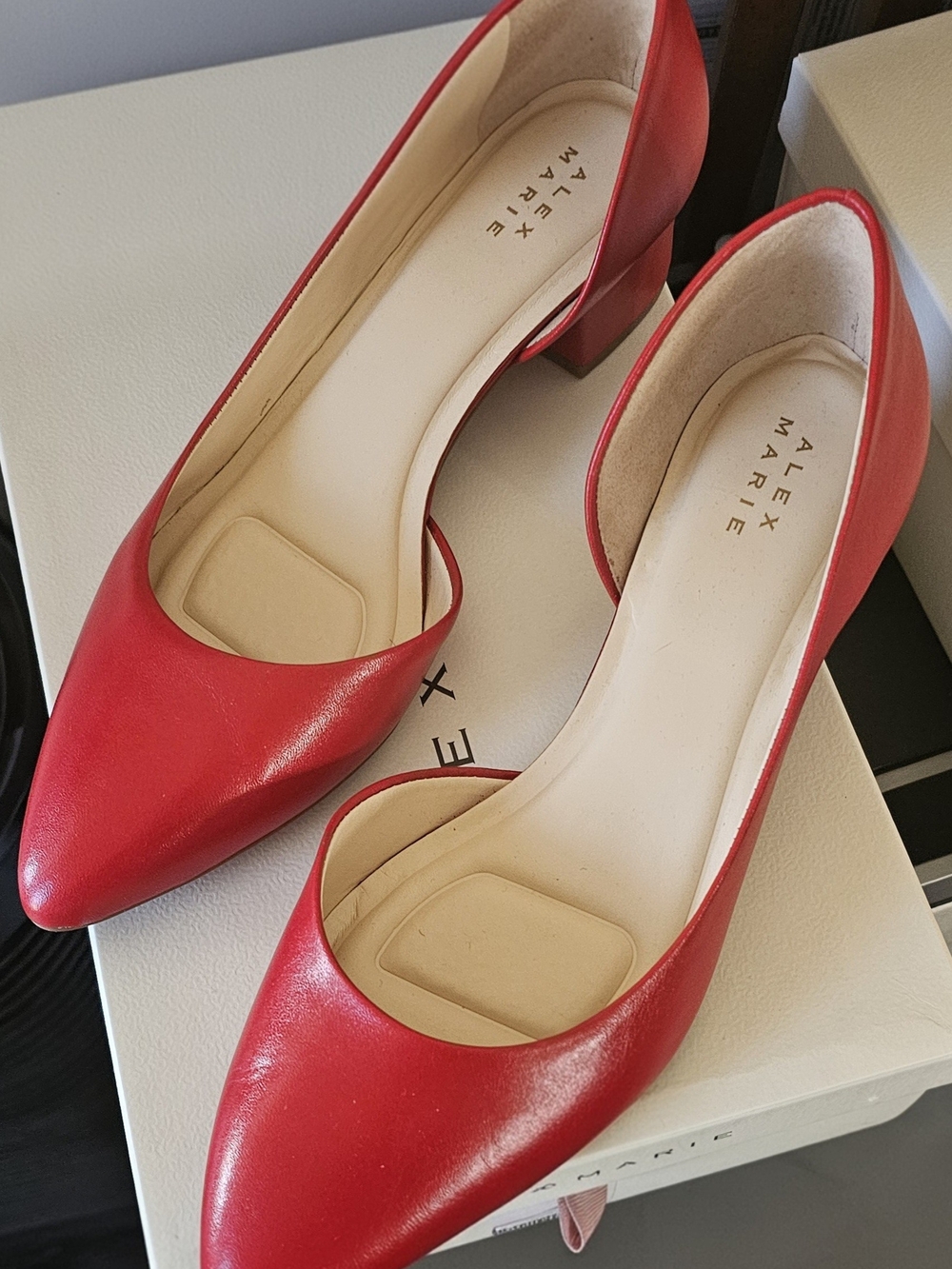 Alex Marie Norah Red Pepper D'Orsay Kitten Heel Pumps